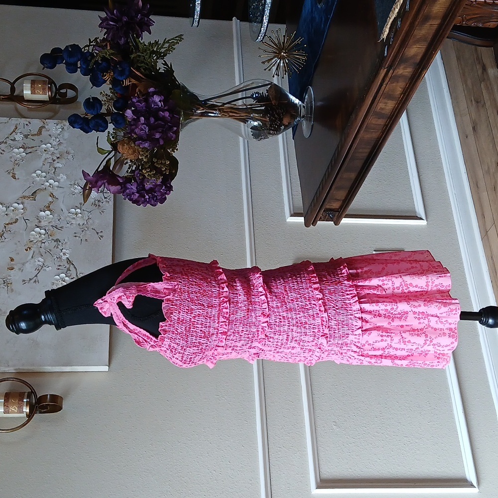 Pink Floral Ruffle Mini Dress. Size XS - Picture 9 of 17